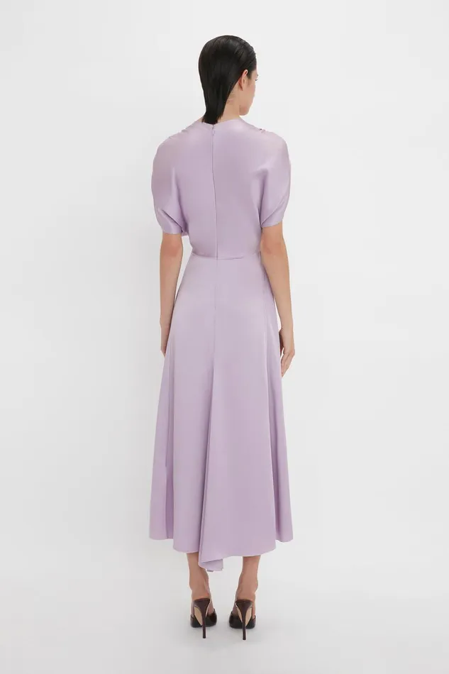 Dresses Women Victoria Beckham VNeck Ruffle Midi Dress In Petunia Dresses Women Victoria Beckham VNeck Ruffle Midi Dress In Petunia