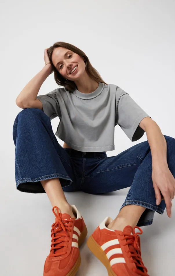 Drop Shoulder Cropped TShirt In Monument Women Mavi Jeans Tops and TShirts Drop Shoulder Cropped TShirt In Monument Women Mavi Jeans Tops and TShirts
