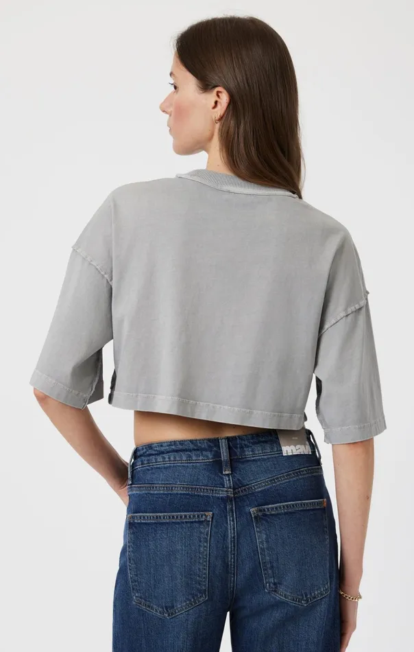 Drop Shoulder Cropped TShirt In Monument Women Mavi Jeans Tops and TShirts Drop Shoulder Cropped TShirt In Monument Women Mavi Jeans Tops and TShirts