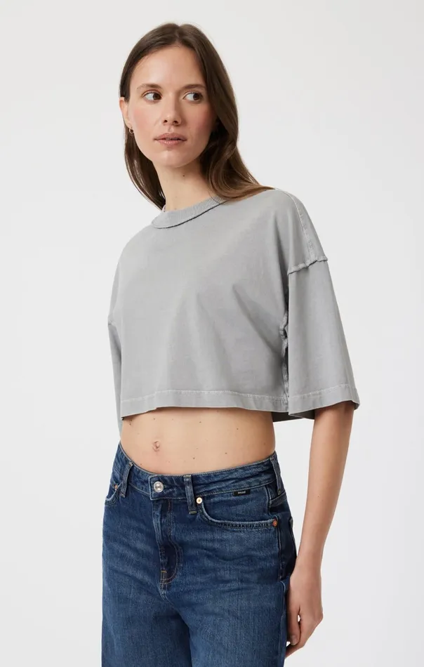 Drop Shoulder Cropped TShirt In Monument Women Mavi Jeans Tops and TShirts Drop Shoulder Cropped TShirt In Monument Women Mavi Jeans Tops and TShirts