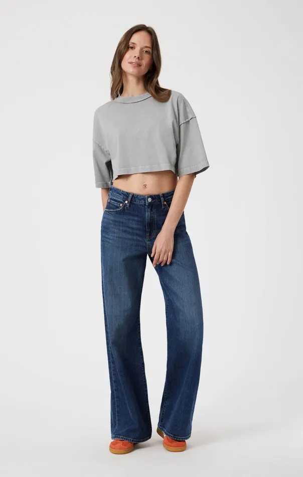 Drop Shoulder Cropped TShirt In Monument Women Mavi Jeans Tops and TShirts Drop Shoulder Cropped TShirt In Monument Women Mavi Jeans Tops and TShirts