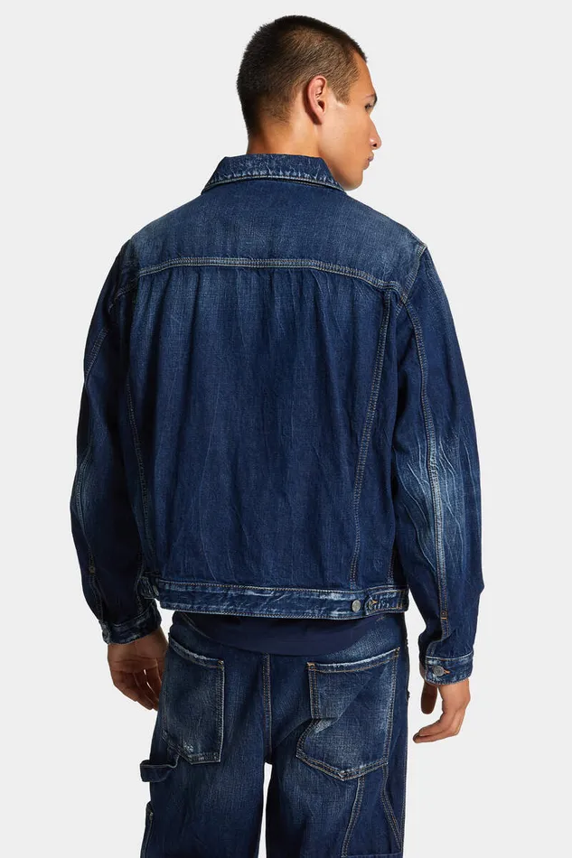 Dsquared2 Coats and Outerwear Dark Semplice Carpenter Jean Jacket Navy 8211 Men