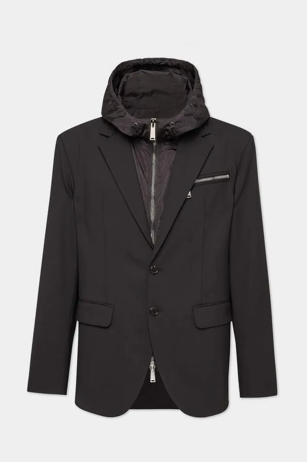 Dsquared2 Coats and Outerwear Hooded Urban Blazer Black 8211 Men