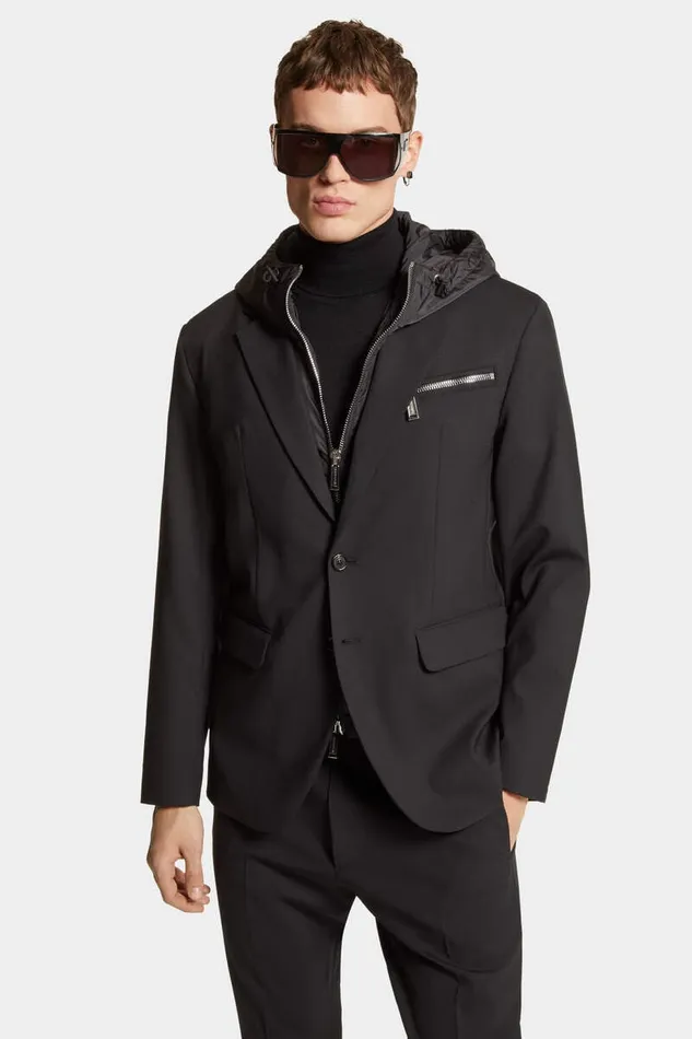 Dsquared2 Coats and Outerwear Hooded Urban Blazer Black 8211 Men