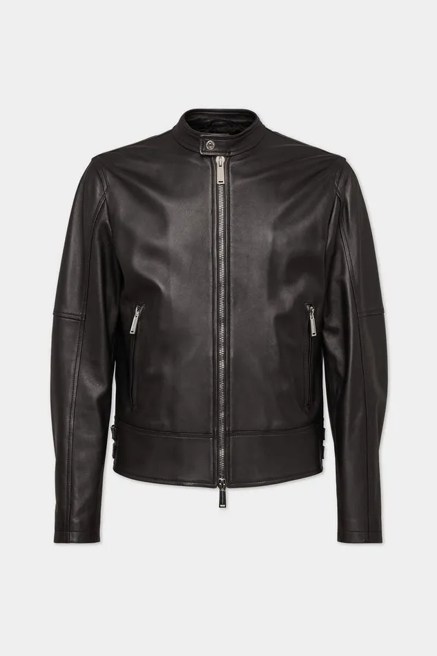 Dsquared2 Coats and Outerwear Leather Biker Bomber Black 8211 Men