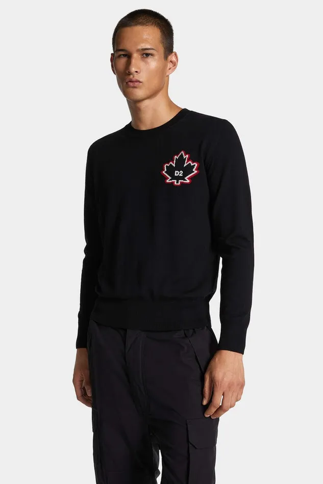 Dsquared2 Knitwear D2 Leaf Crewneck Black 8211 Men