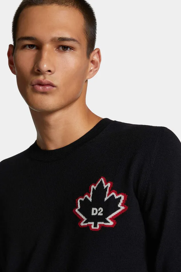 Dsquared2 Knitwear D2 Leaf Crewneck Black 8211 Men