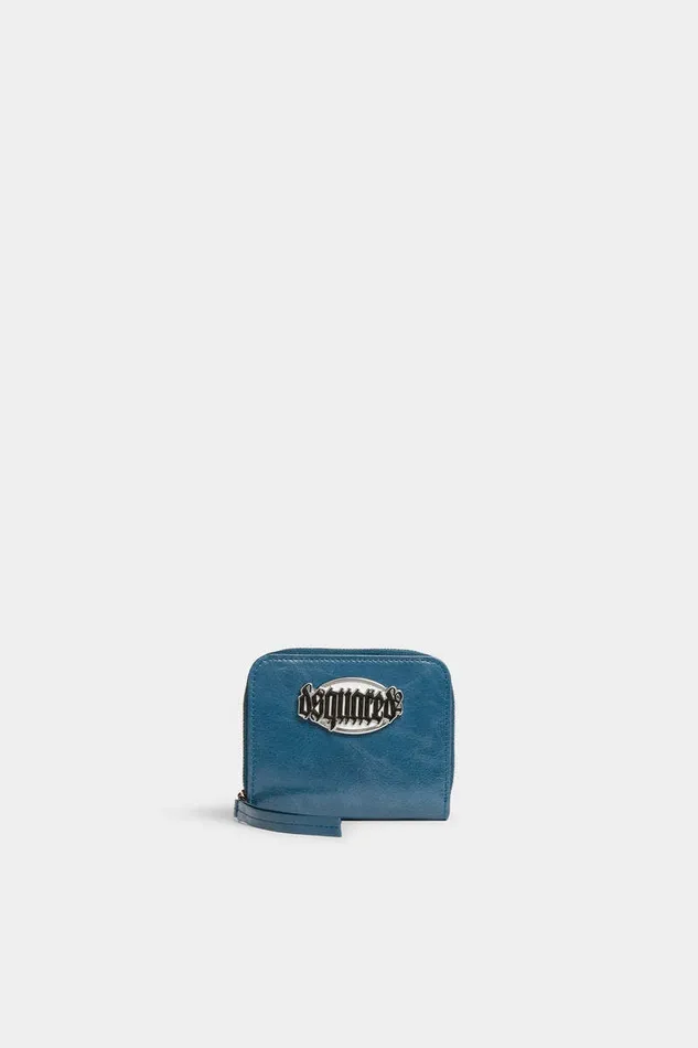 Dsquared2 Small Leather Goods Gothic Leather Zip Wallet Teal 8211 Women