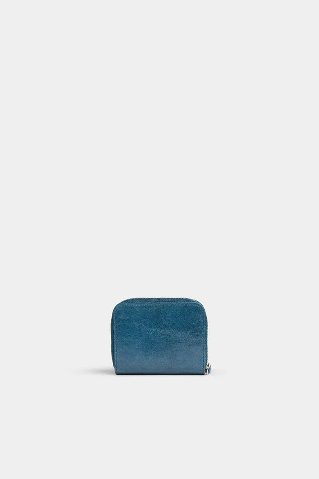 Dsquared2 Small Leather Goods Gothic Leather Zip Wallet Teal 8211 Women