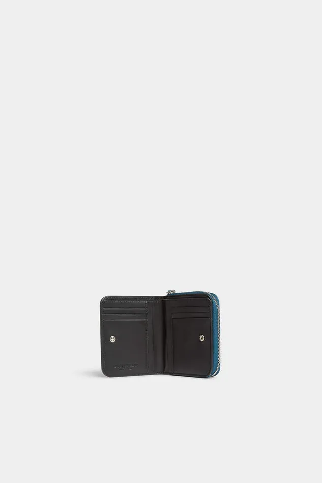 Dsquared2 Small Leather Goods Gothic Leather Zip Wallet Teal 8211 Women