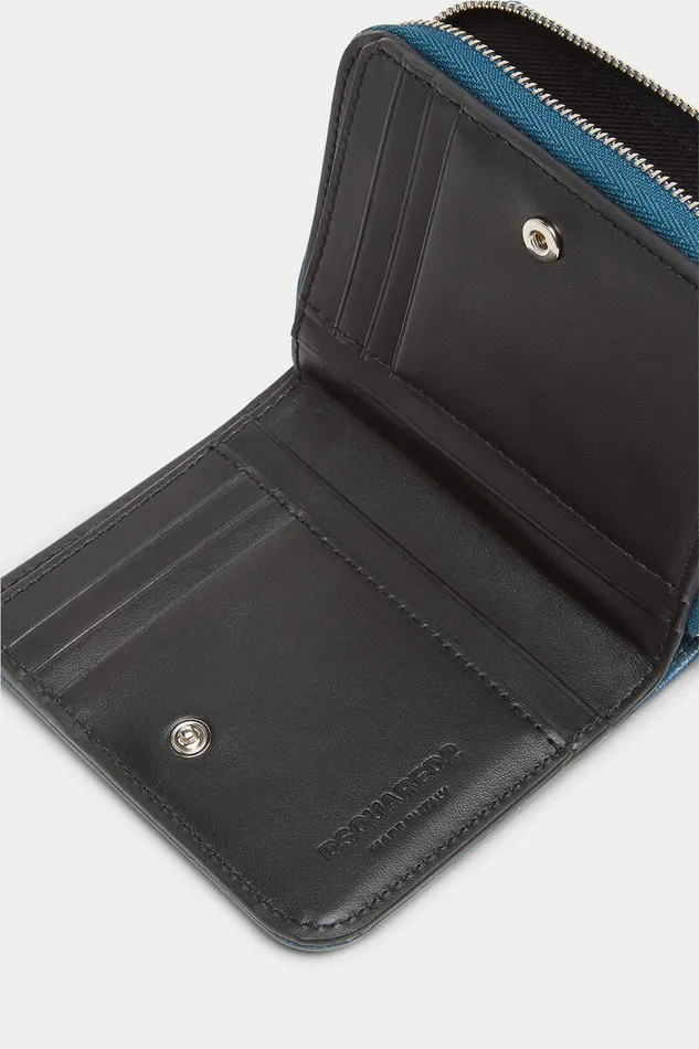 Dsquared2 Small Leather Goods Gothic Leather Zip Wallet Teal 8211 Women