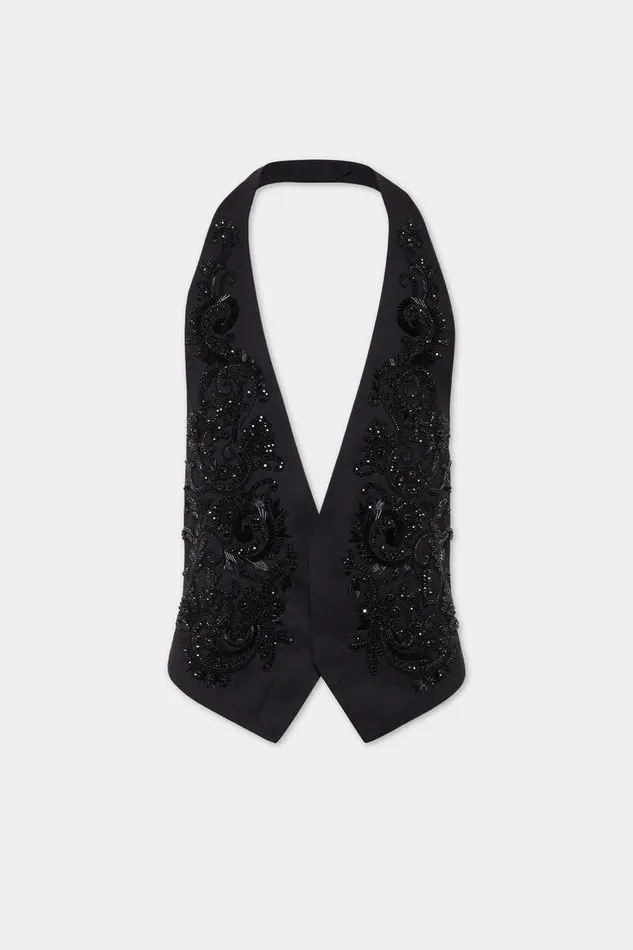 Dsquared2 Suits and Blazer Evening Embroidered Waistcoat Black 8211 Men