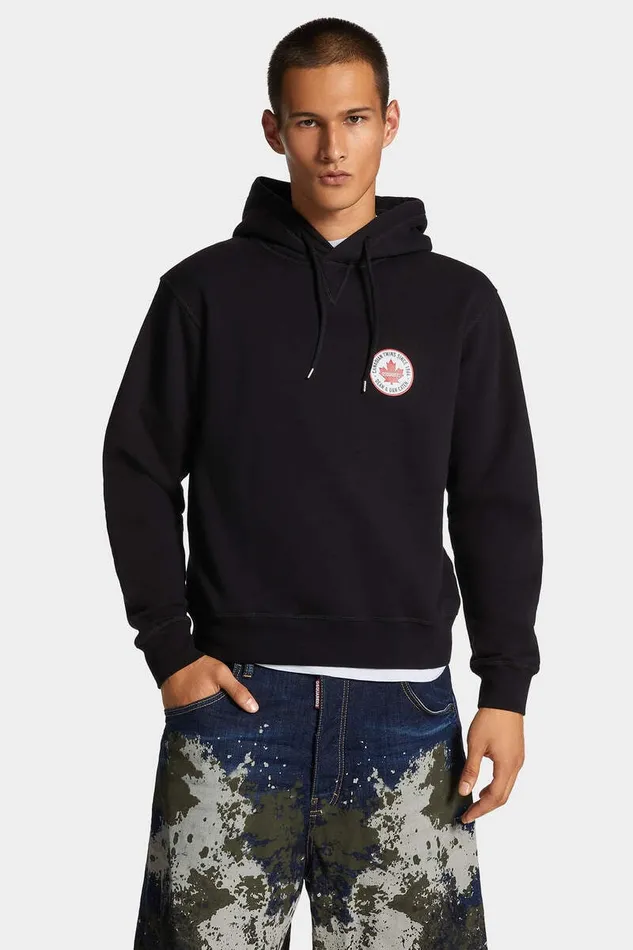 Dsquared2 Sweatshirts Cool Fit Logo Patch Hoodie Black 8211 Men