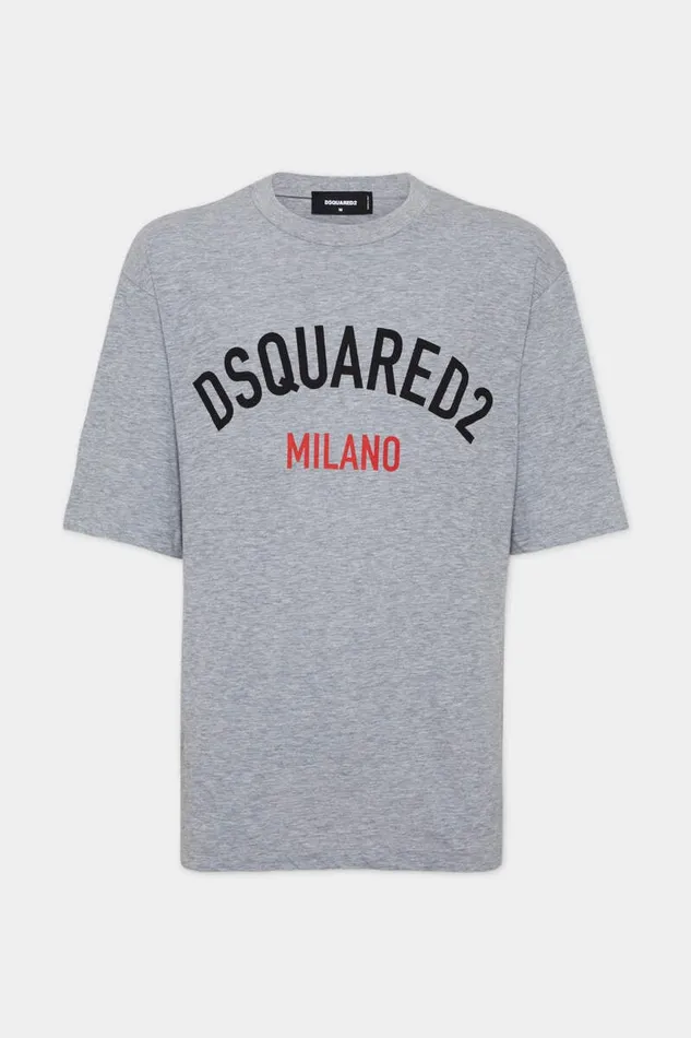 Dsquared2 TShirts and Polo Wash Loose Fit D2 Milano TShirt Grey Melange 8211 Men