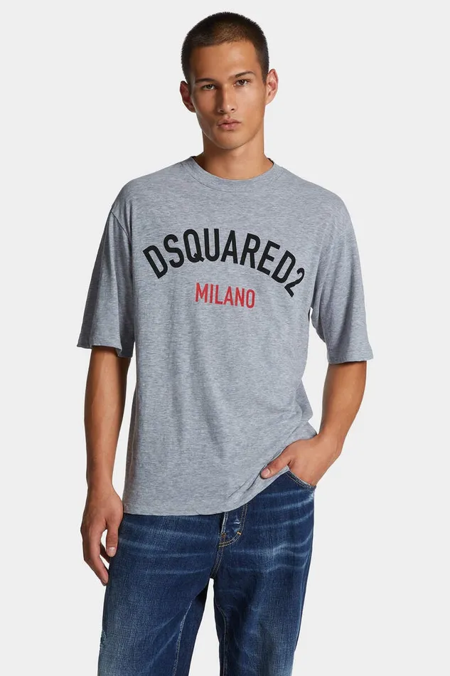 Dsquared2 TShirts and Polo Wash Loose Fit D2 Milano TShirt Grey Melange 8211 Men