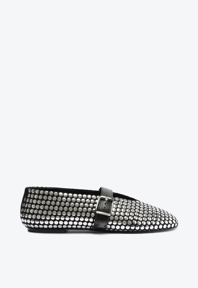 Eiza Studs Ballet Flat Black Women Schutz Shoes Ballerinas