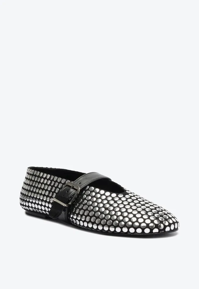 Eiza Studs Ballet Flat Black Women Schutz Shoes Ballerinas