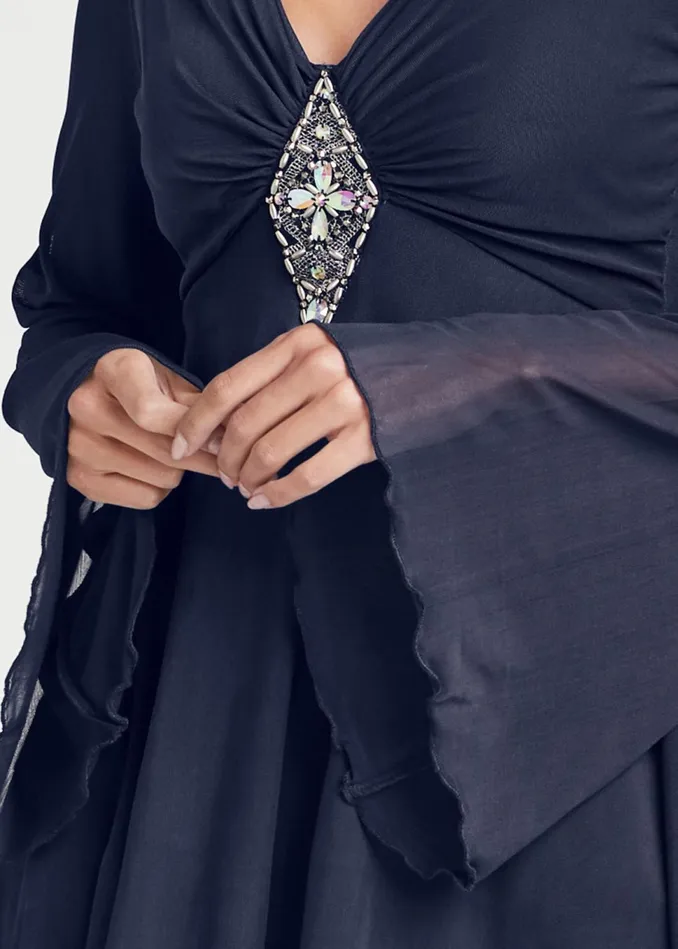 EMBELLISHED MESH TOP Navy Women VENUS Night Out Tops
