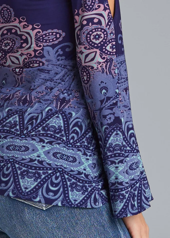 EMBELLISHED PAISLEY TOP Navy Multi Women VENUS Night Out Tops
