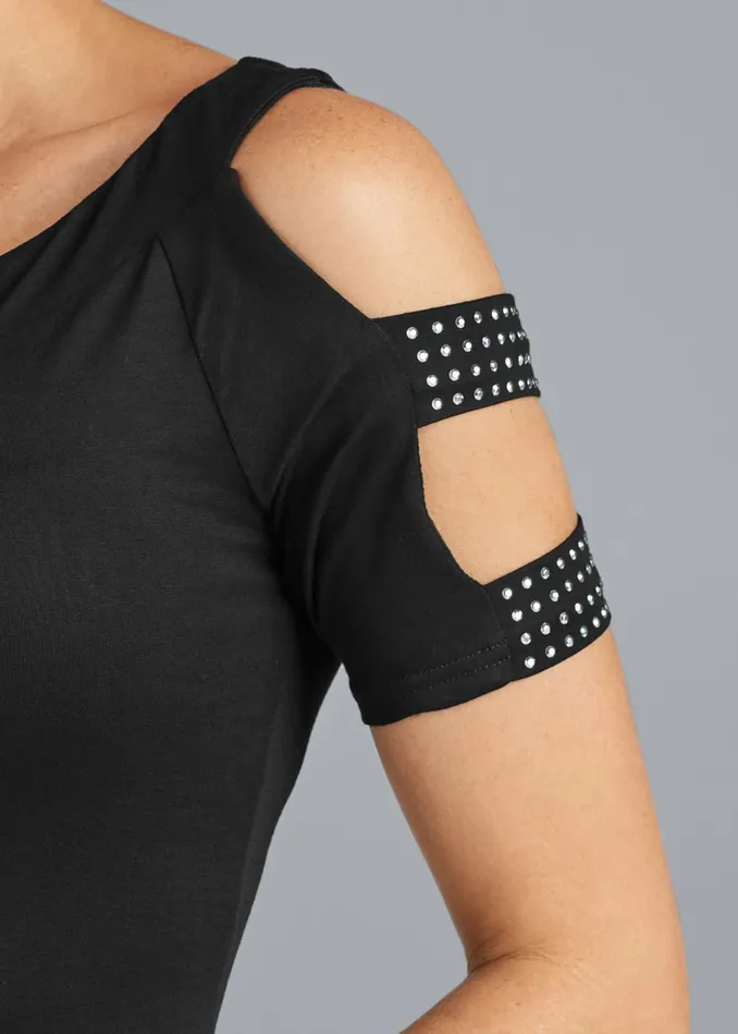 EMBELLISHED STRAPPY TOP Black Women VENUS Night Out Tops