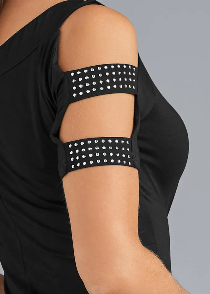 EMBELLISHED STRAPPY TOP Black Women VENUS Night Out Tops