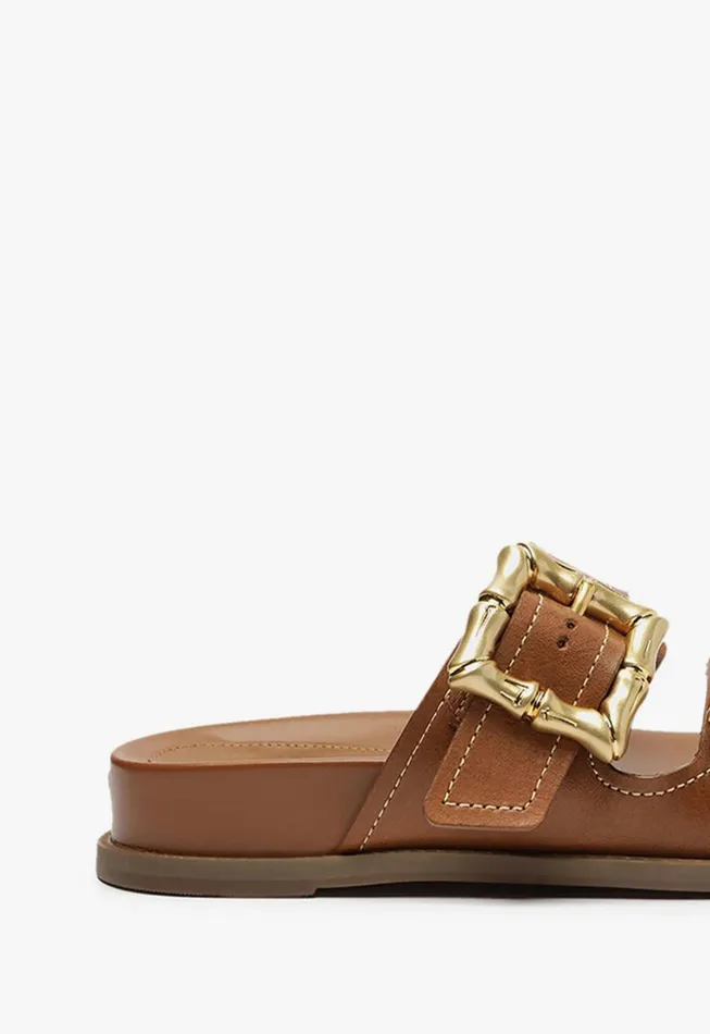Enola Sporty Leather Sandal New Wood Women Schutz Shoes Mules