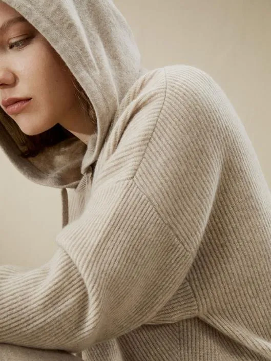 Eshe 2in1 Cashmere Detachable Hoodie Women Lilysilk Knitwear