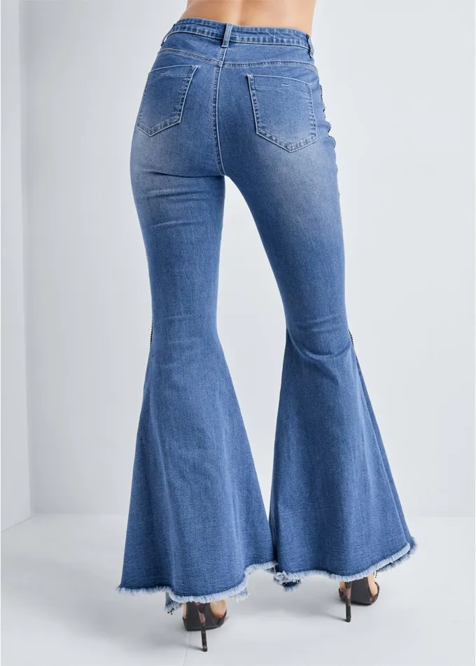 EXTREME FLARE JEANS Medium Wash Women VENUS Novelty Jeans