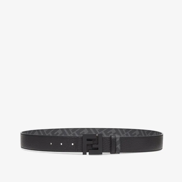 Fendi Belts FF Belt Black Leather Reversible Belt 8211 Men