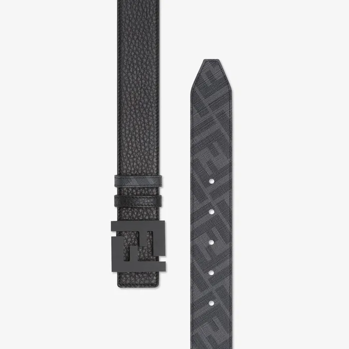 Fendi Belts FF Belt Black Leather Reversible Belt 8211 Men