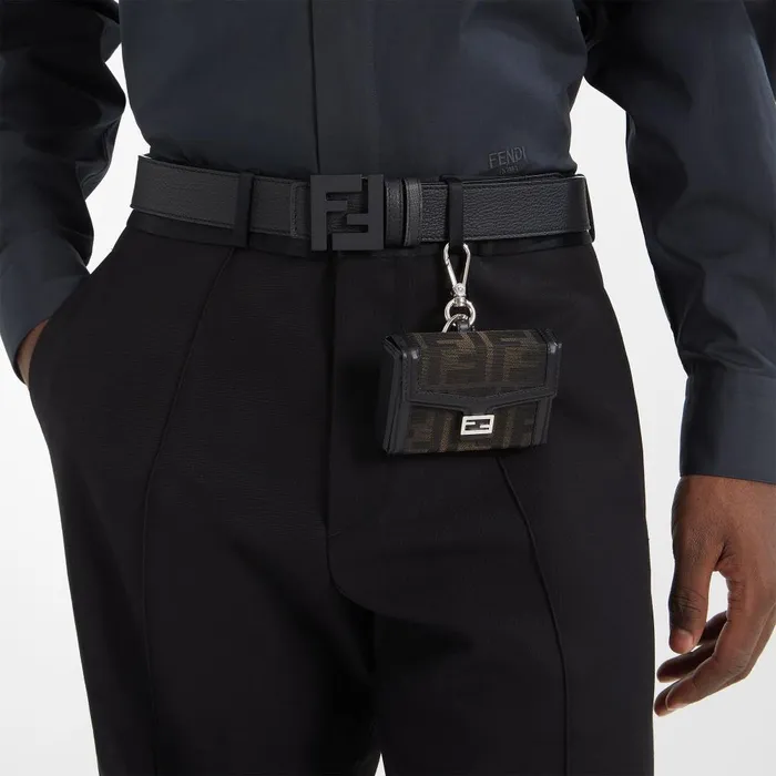 Fendi Belts FF Belt Black Leather Reversible Belt 8211 Men