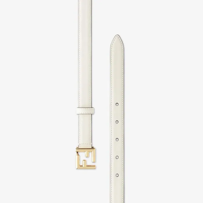 Fendi Belts FF Belt White Leather Belt 8211 Women