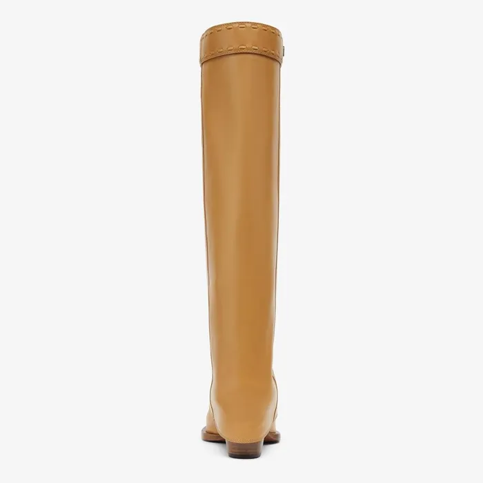 Fendi Boots and Ankle Boots Fendi Show Beige Leather Highheeled Boots 8211 Women