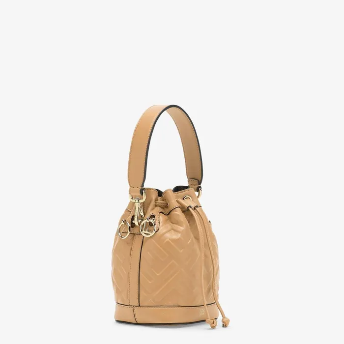 Fendi Bucket Bags Mon Tresor Beige Leather Minibag 8211 Women
