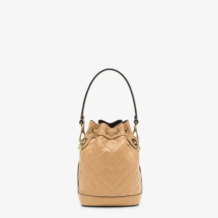 Fendi Bucket Bags Mon Tresor Beige Leather Minibag 8211 Women