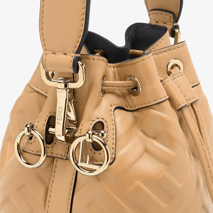 Fendi Bucket Bags Mon Tresor Beige Leather Minibag 8211 Women
