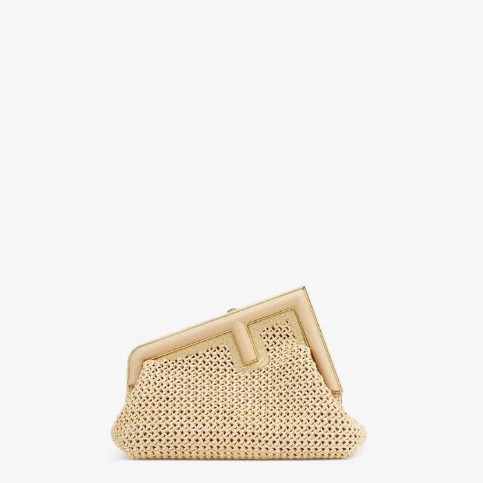 Fendi Clutches and Pouches Fendi First Small Beige Macram Bag 8211 Women