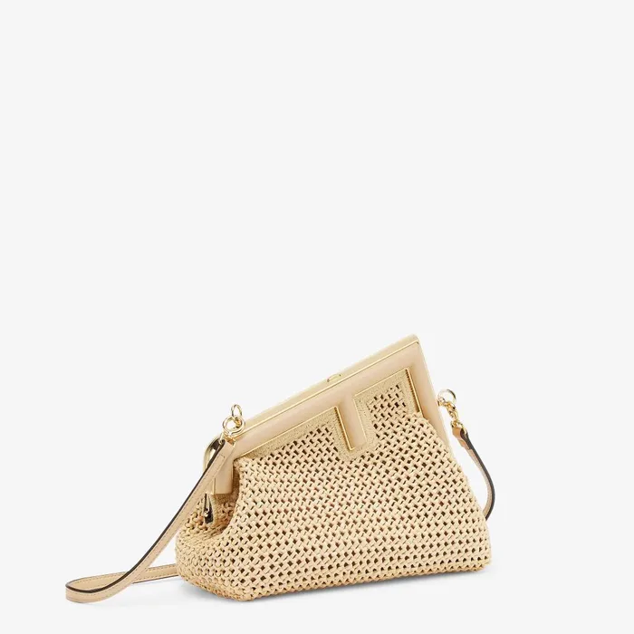 Fendi Clutches and Pouches Fendi First Small Beige Macram Bag 8211 Women