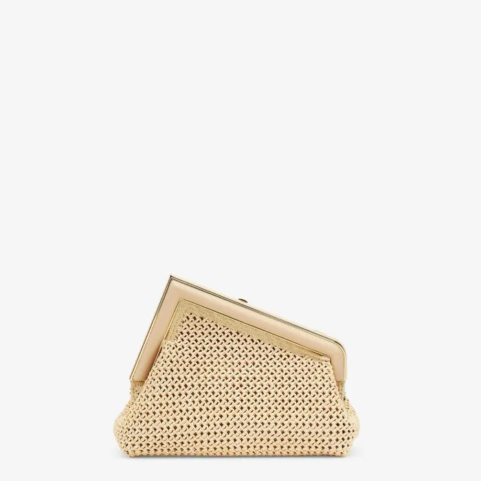Fendi Clutches and Pouches Fendi First Small Beige Macram Bag 8211 Women
