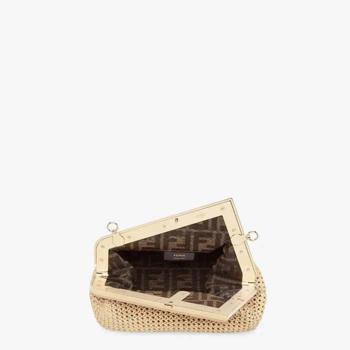 Fendi Clutches and Pouches Fendi First Small Beige Macram Bag 8211 Women