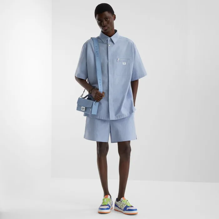 Fendi Coordinated Sets Bermudas Blue Cotton Shorts 8211 Men