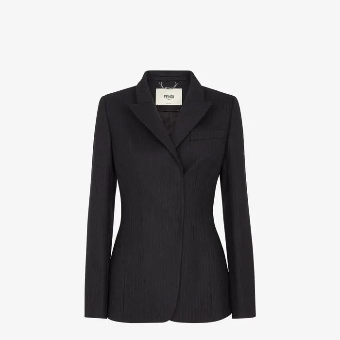 Fendi Coordinated Sets Jacket Black Pinstriped Wool Blazer 8211 Women