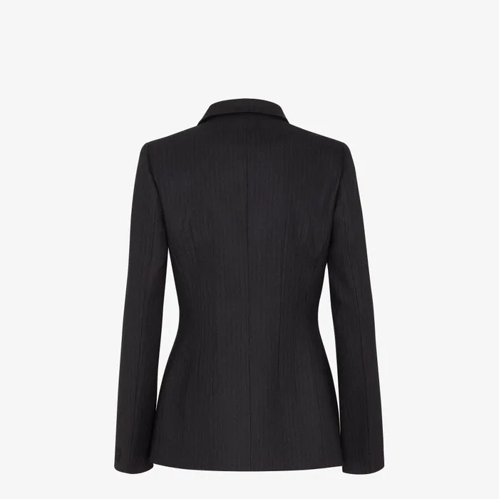 Fendi Coordinated Sets Jacket Black Pinstriped Wool Blazer 8211 Women
