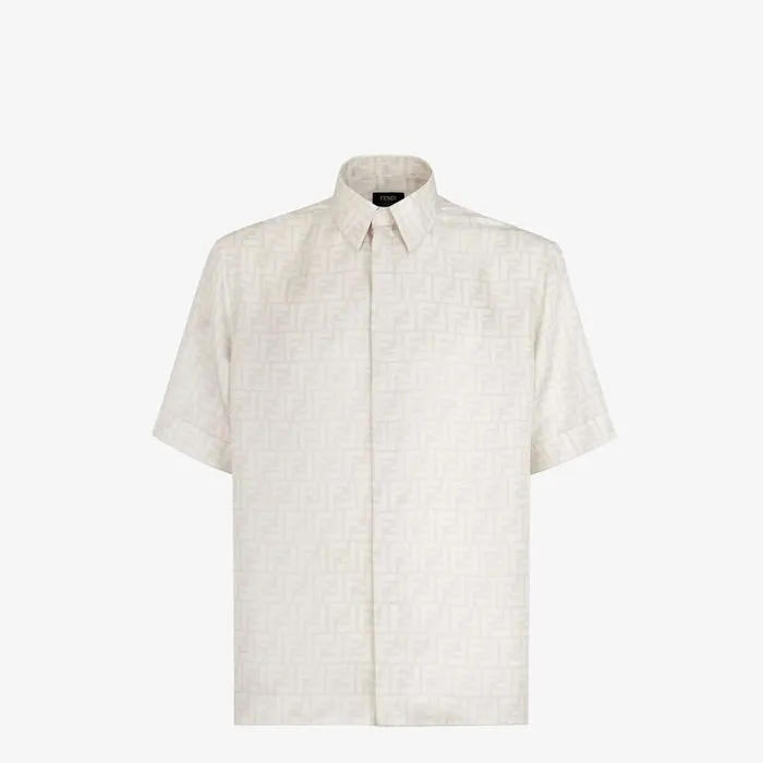 Fendi Coordinated Sets Shirt White FF Silk Shirt 8211 Men