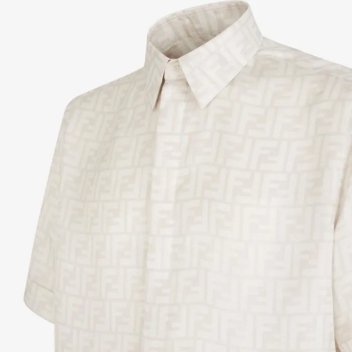 Fendi Coordinated Sets Shirt White FF Silk Shirt 8211 Men