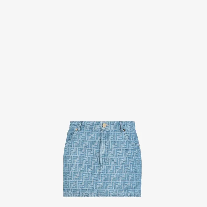 Fendi Denim Jeans Skirt Light Blue FF Denim Skirt 8211 Women