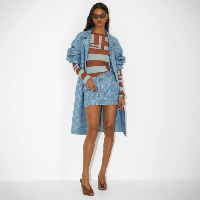 Fendi Denim Jeans Skirt Light Blue FF Denim Skirt 8211 Women