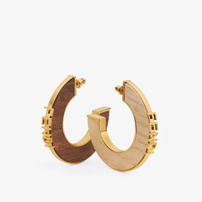 Fendi Earrings Fendigraphy Earrings Brown Wood Earrings 8211 Women
