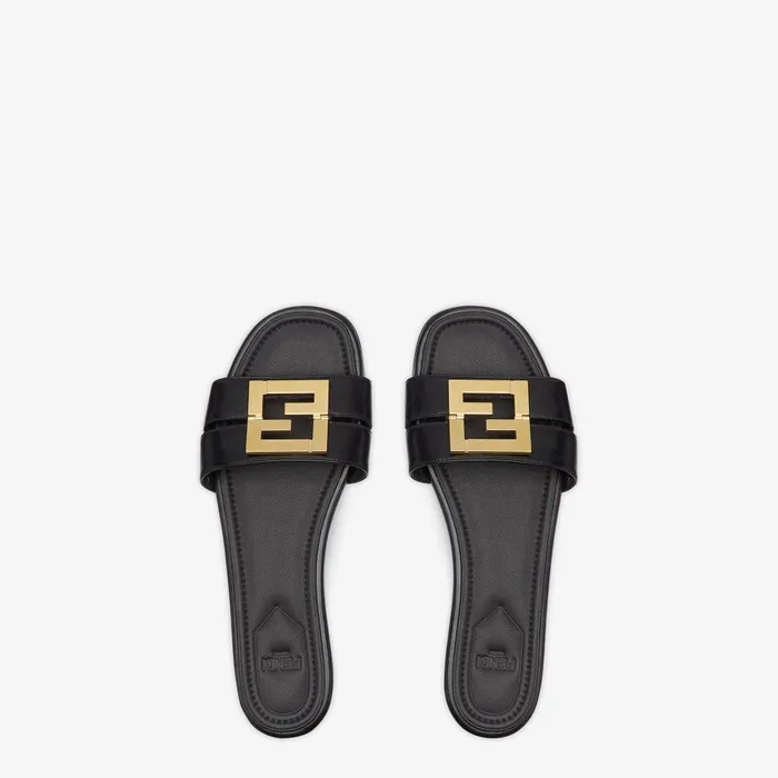 Fendi FFold Fendi FFold Black Leather Sandals 8211 Women