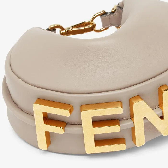Fendi Hobo Bags Fendigraphy Mini Dovegray Leather Minibag 8211 Women